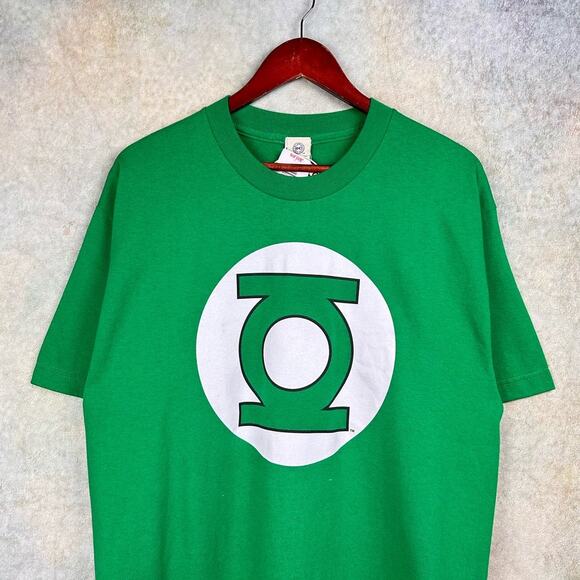 Vintage Y2K DC Comics Green Lantern Graphic T Shirt Mens L Green Big Logo BNWT - Picture 2 of 8